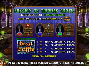 Giros gratis del gran juego Griffin