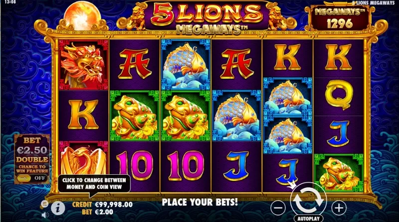 Interfaz de juego publicada 5 Lions Megaways