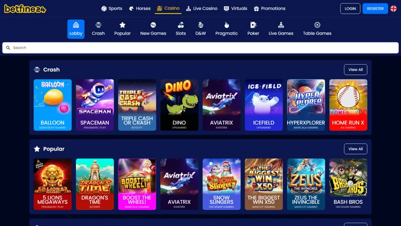 Catálogo de juegos de Betfine24 casino