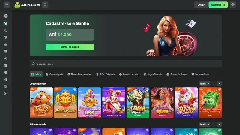 Interfaz del catálogo de juegos de AFUN