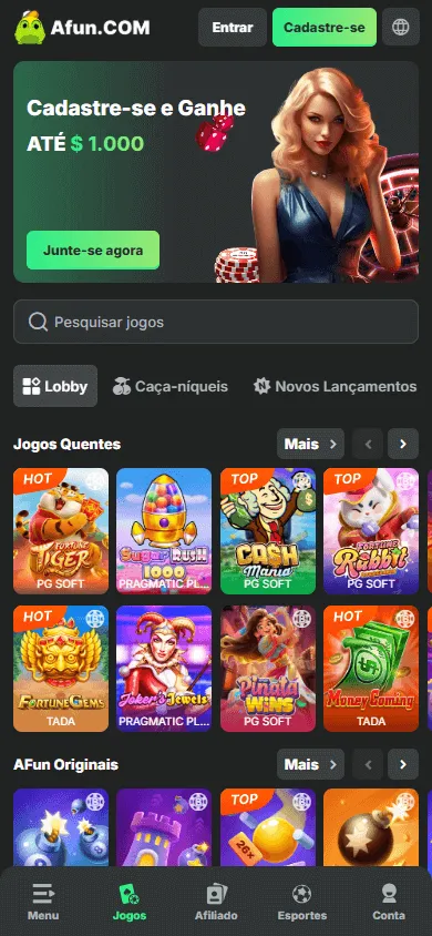 Interfaz del catálogo móvil de AFUN