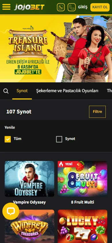 Vestíbulo móvil Jojobet