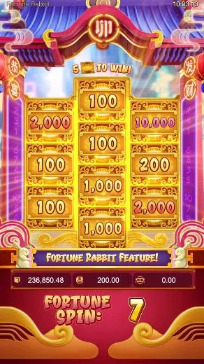Interfaz de giros de fortuna Fortune Rabbit