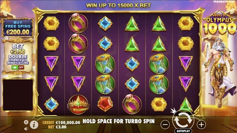 Interfaz del juego Gates of Olympus 1000