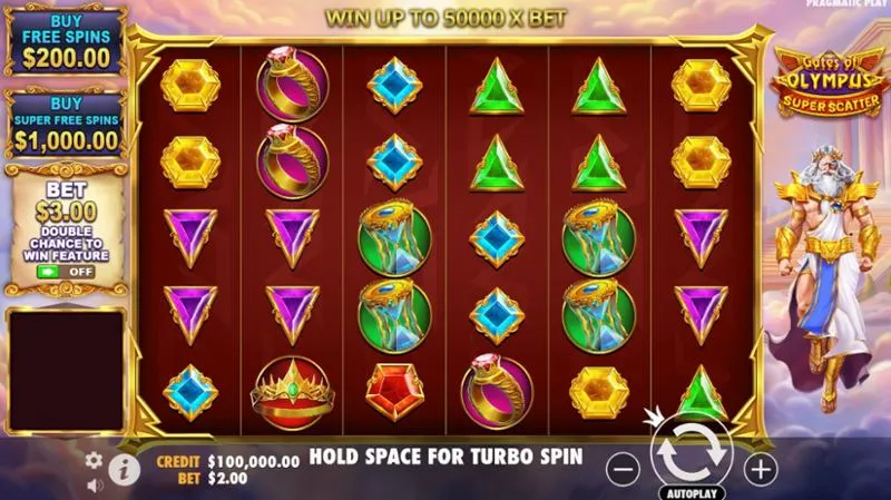 Interfaz del juego Gates of Olympus Super Scatter