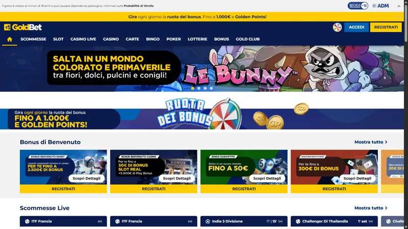 Portada de escritorio de Goldbet Italy casino