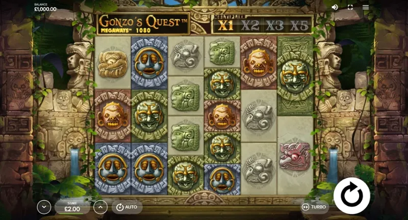 Interfaz de juego publicada Gonzos Quest Megaways
