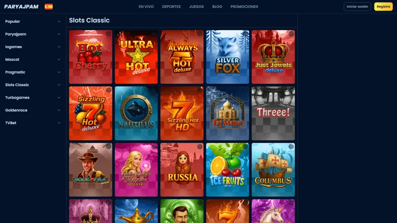 Catálogo de juegos de Paryajpam casino