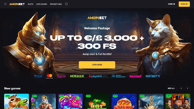 Portada de Amonbet: diseño de escritorio
