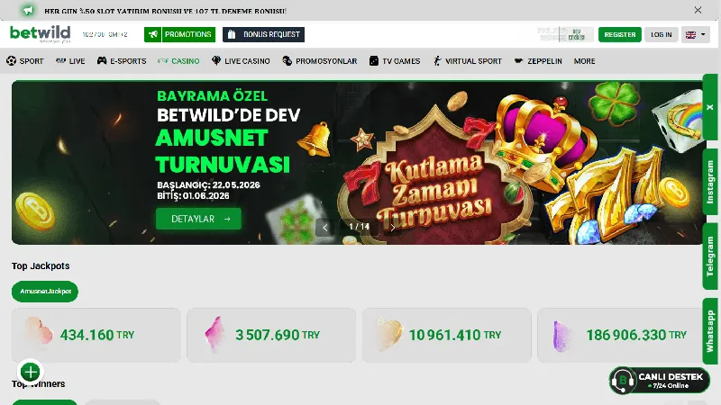 Catálogo de juegos de Betwild Casino: diseño de escritorio