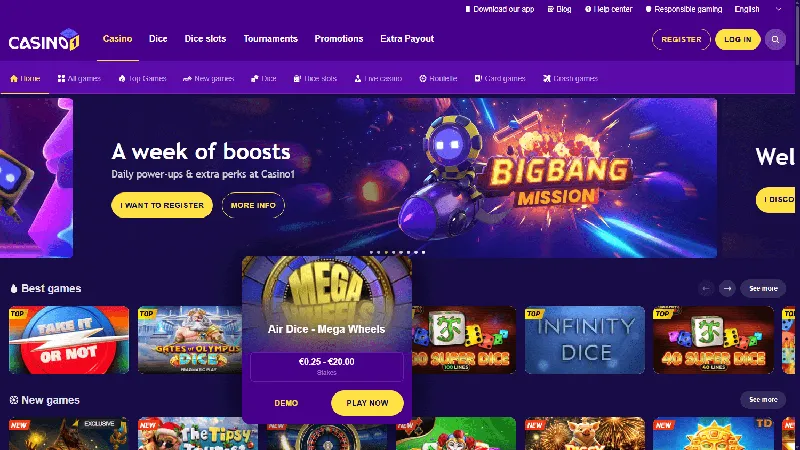 Portada de Casino1: diseño de escritorio
