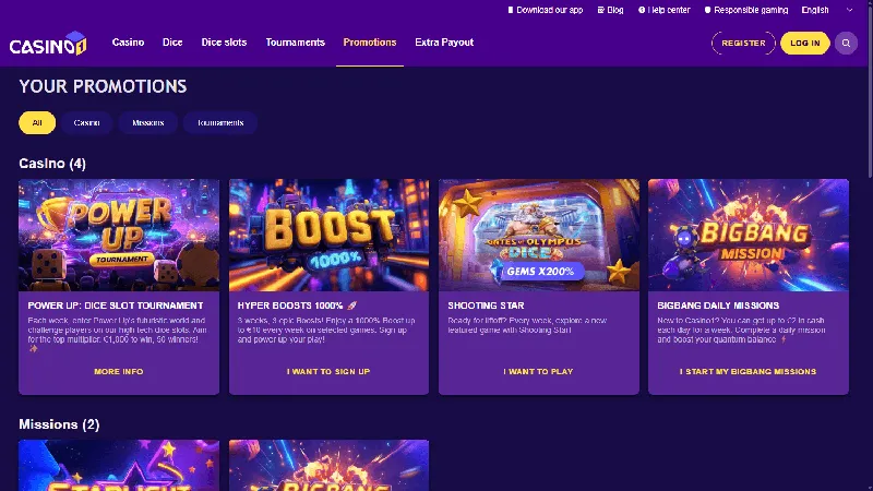 Promociones Casino1: escritorio
