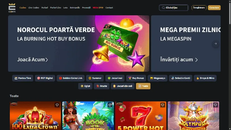Catálogo de juegos de Conti Cazino: diseño de escritorio
