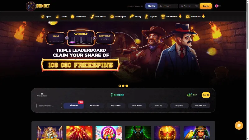 Catálogo de juegos de Donbet Casino: diseño de escritorio