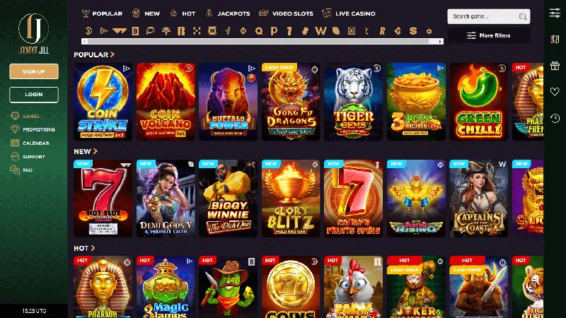 Catálogo de juegos de Jackpot Jill: diseño de escritorio
