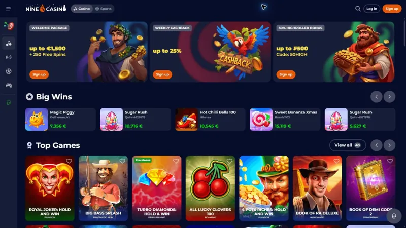 Catálogo de juegos de Nine Casino Casino