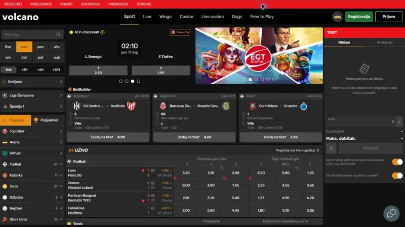Portada de Volcano Casino Bosnia