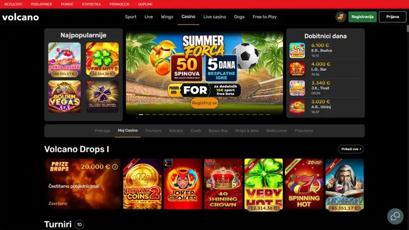 Catálogo de juegos de Volcano Casino Bosnia