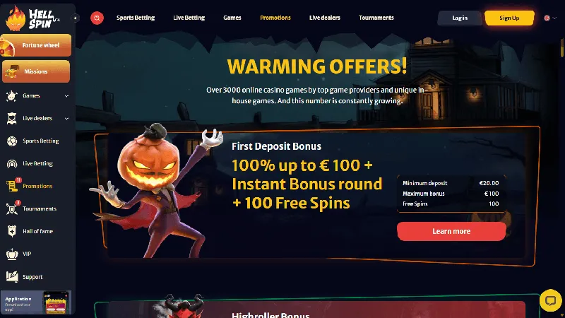 Promociones HellSpin: escritorio