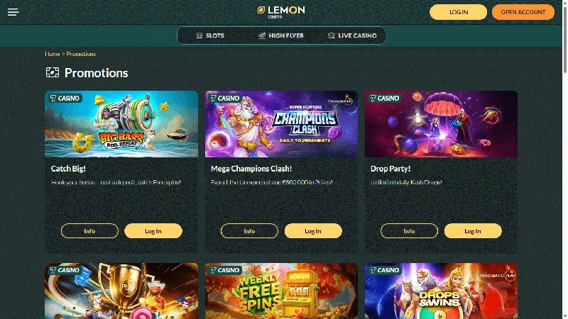 Promociones Lemon Casino: escritorio
