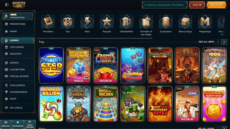 Catálogo de juegos de Monsterwin