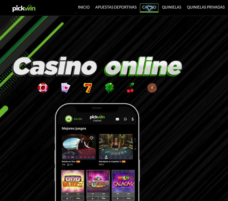 Interfaz de casino de Pickwin Casino: diseño móvil