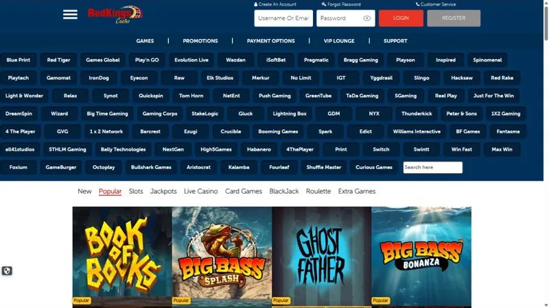 Catálogo de juegos de RedKings Casino