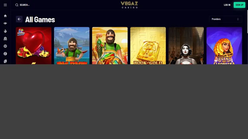 Catálogo de juegos de Vegaz Casino