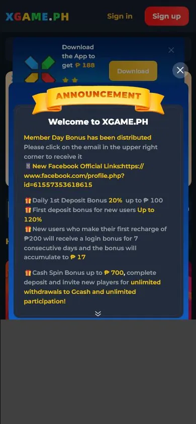 Página principal de XGAME — diseño móvil