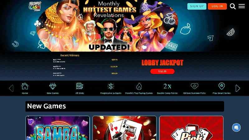 Catálogo publicado de juegos de casino de SlotoCash para escritorio