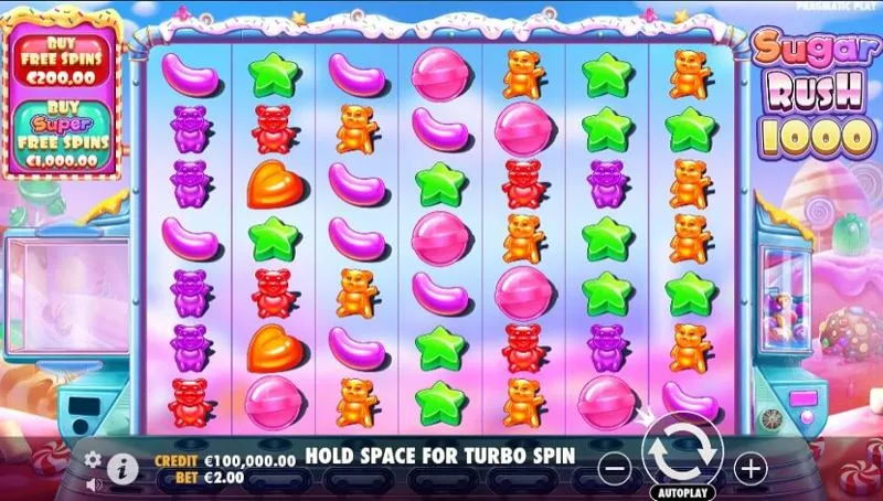 Interfaz del juego Sugar Rush 1000
