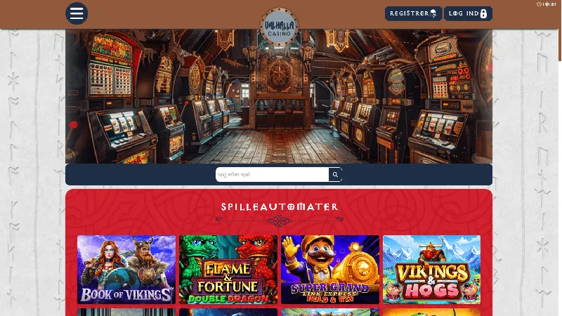 Catálogo de Valhalla Casino casino en la interfaz de escritorio publicada